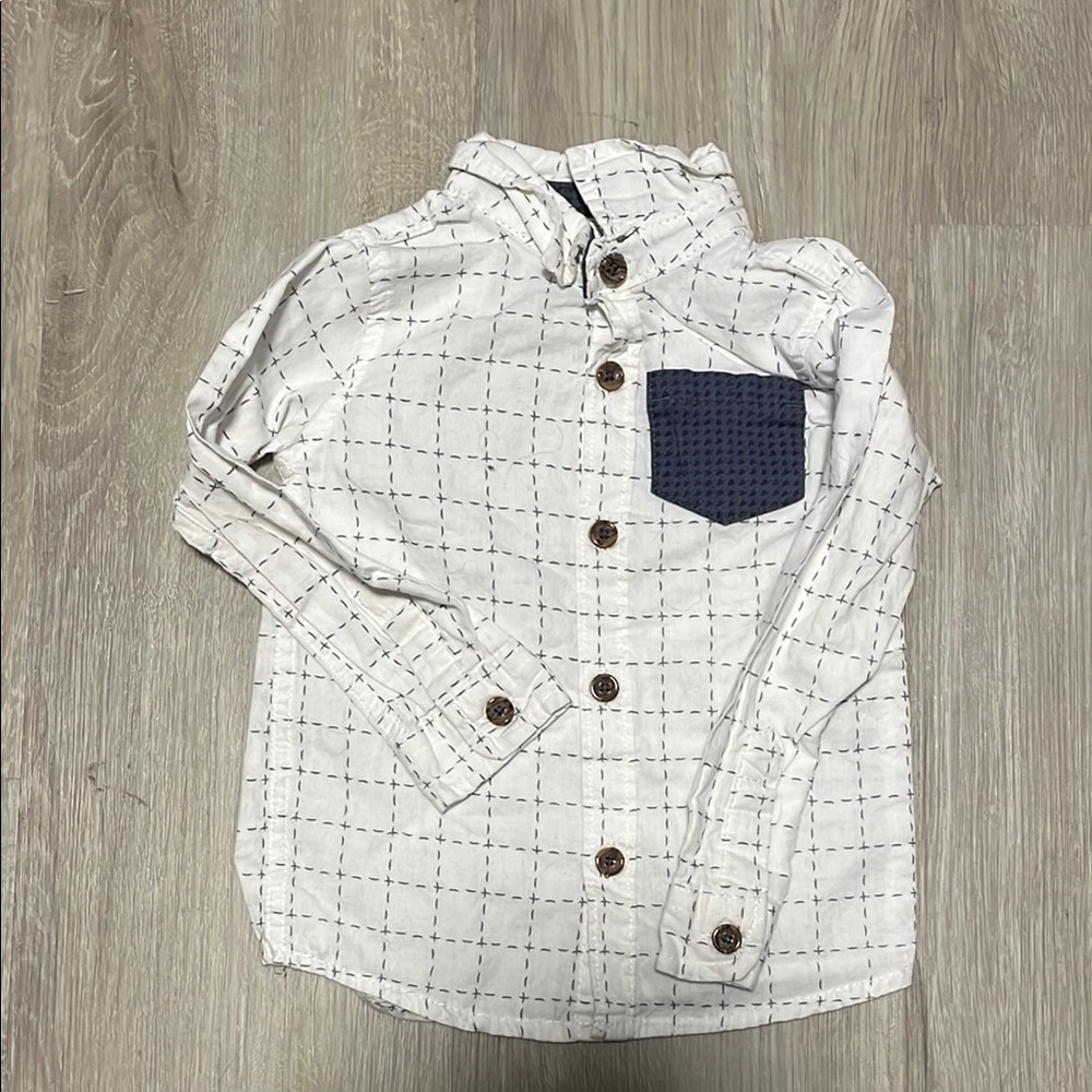Kids White and Blue Checkered Shirt